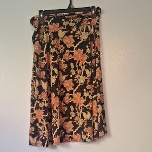 LuLaRoe A-Line Skirt with Floral Design in Black and Orange